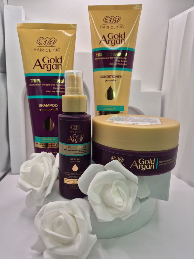 Zestaw nr 2 do włosów Gold Argan od Eva Cosmetics - arganowa maska GRATIS