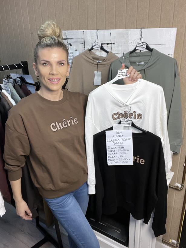 WIŚNIA megi bluzka dlugi rekaw z napisem, rozne kolory