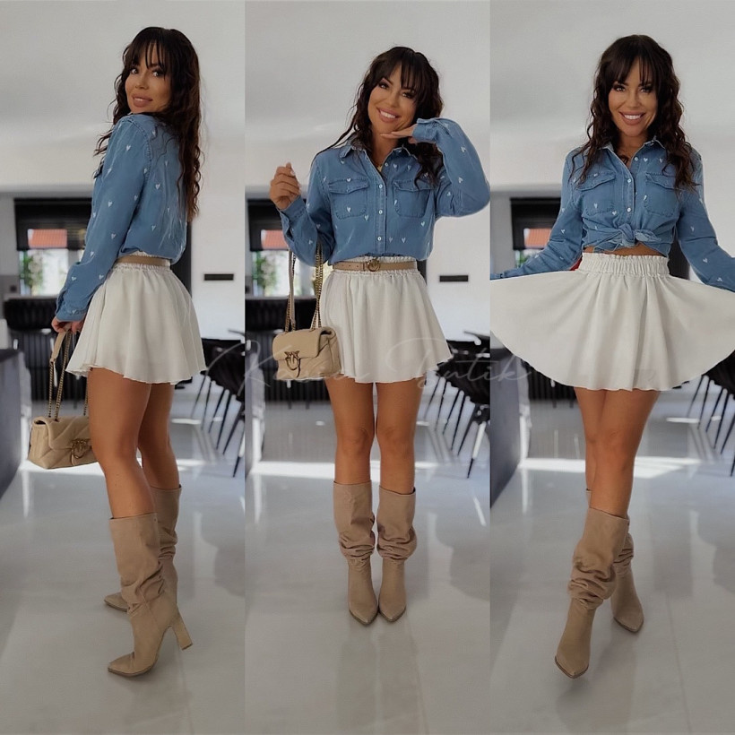 Spódnico- Szorty Wiskozowe Barbie Śmietankowe