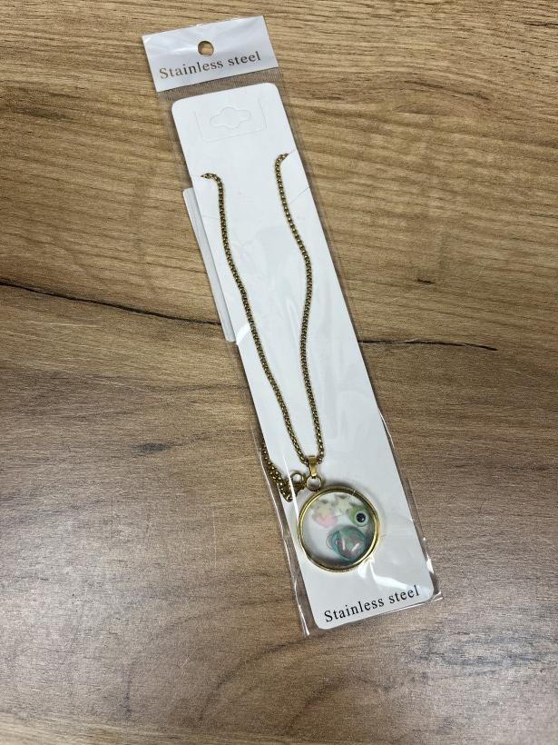 SZKIEŁKO biżuteria naszyjnik stal nierdzewna wisiorek z koralikami