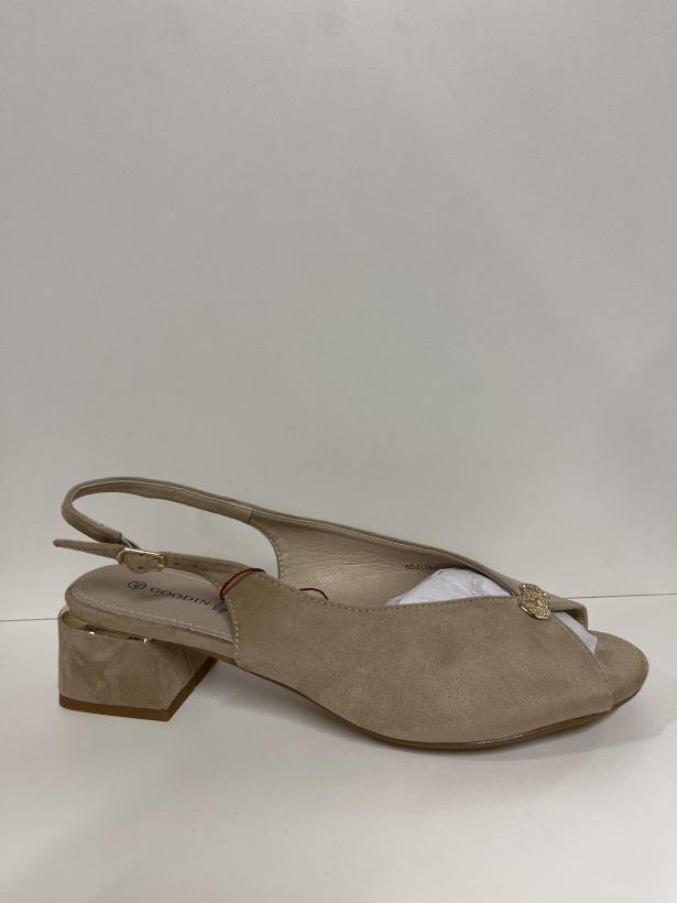 KOMUNIA BEŻ but goodin gd-fl26403 beige beżowy obcasik z odkrytą piętą