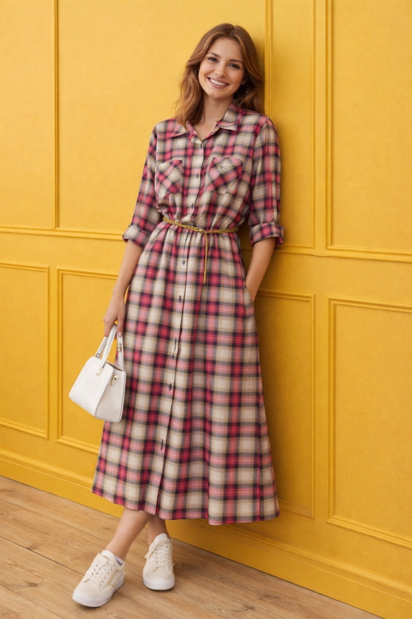 Sukienka w kratę XL