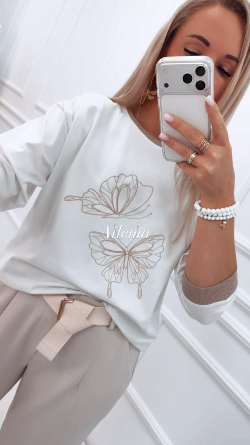 Bluzka Passions okrągły dekolt 9356 błyszczące motylki