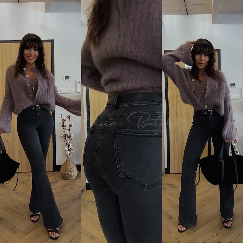 Jeansy Skinny Flare I8 Grafitowe