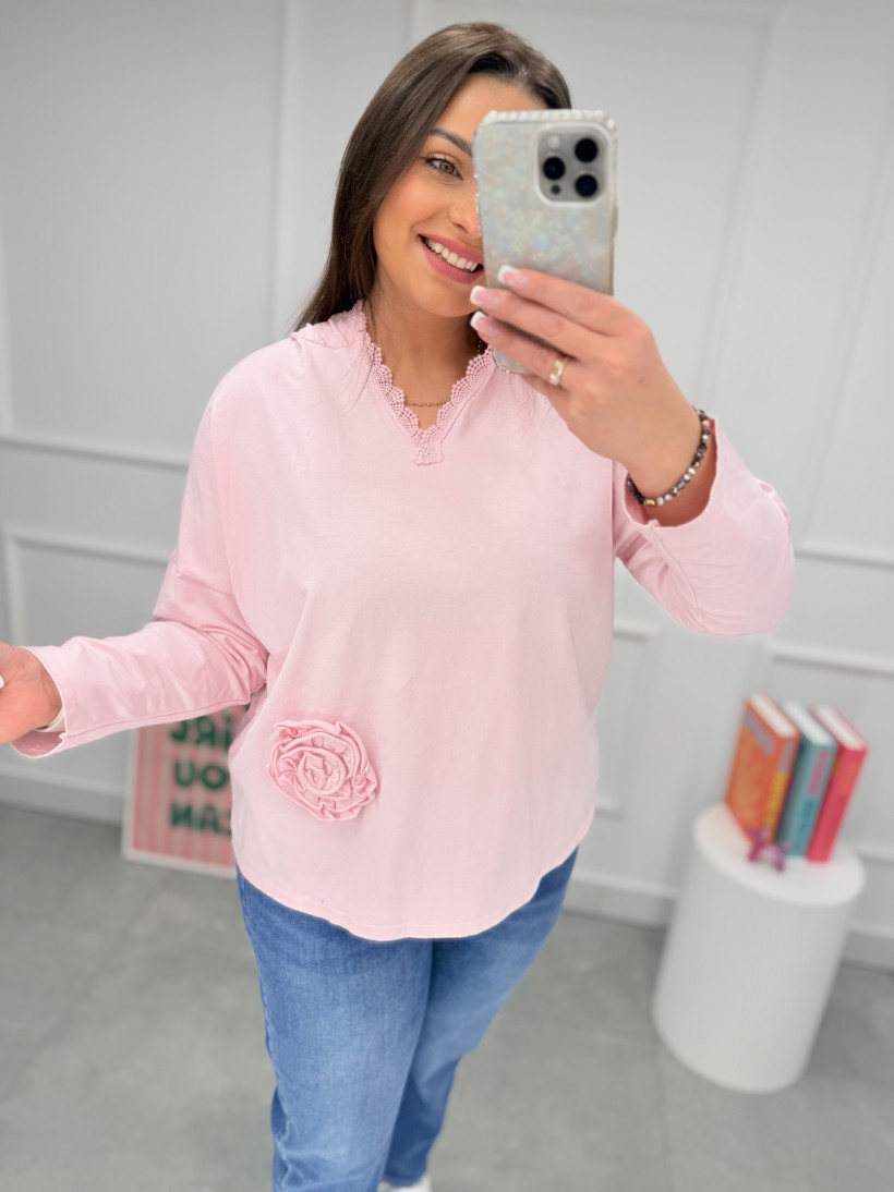 Bluza z kapturem Rose różowa 