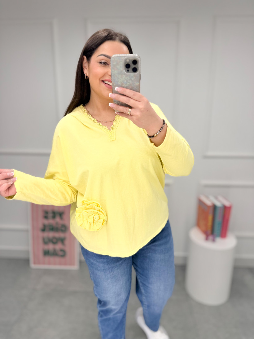 Bluza z kapturem Rose żółta