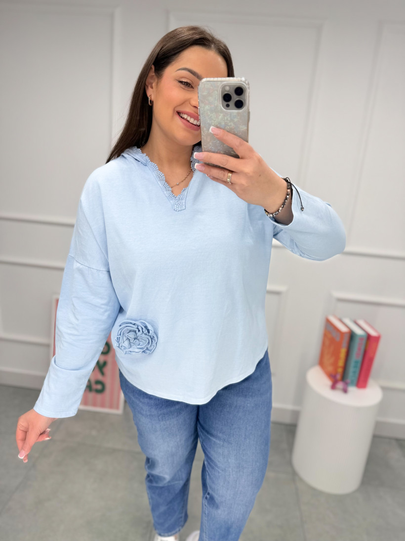 Bluza z kapturem Rose błękit