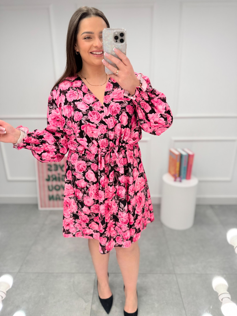 Sukienka ERLY kwiaty - czarna