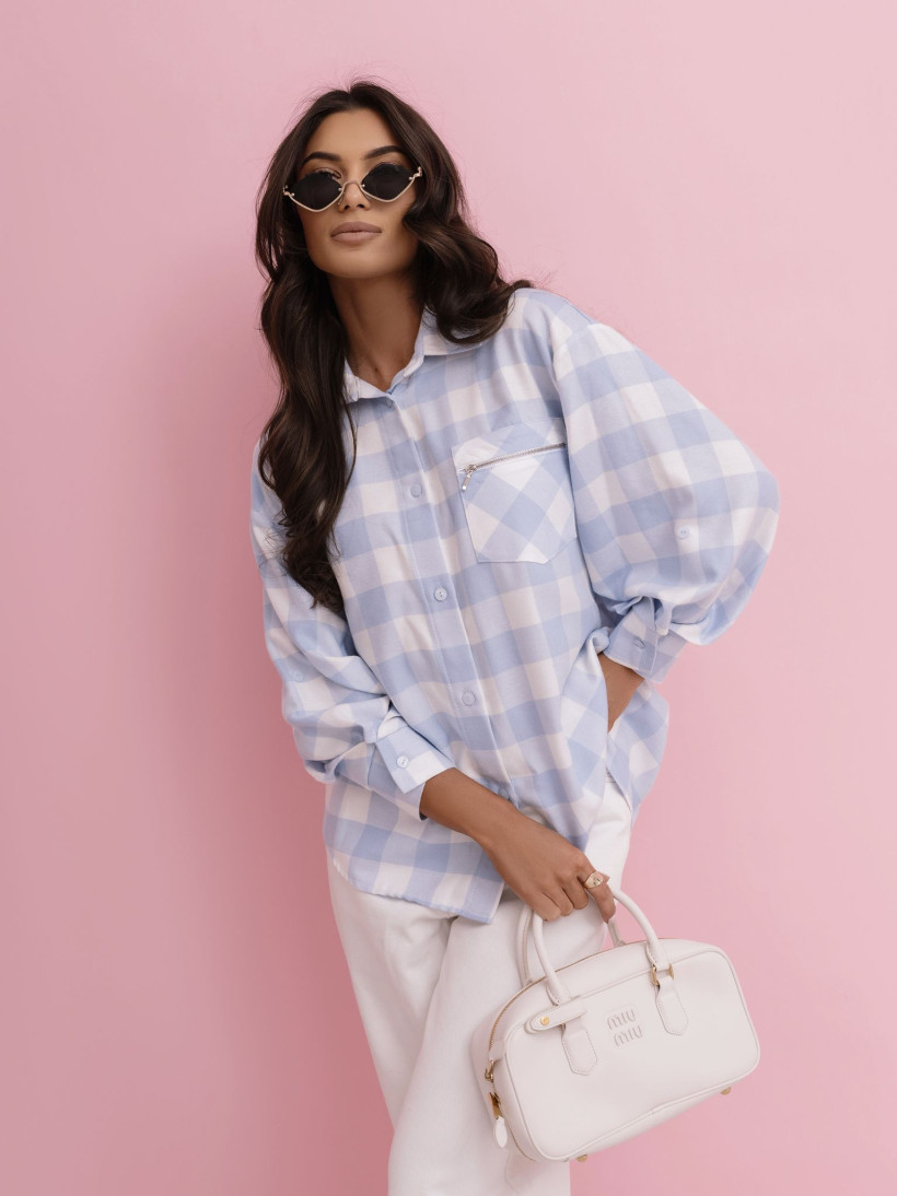 Koszula oversize w pastelowa kratę XANA