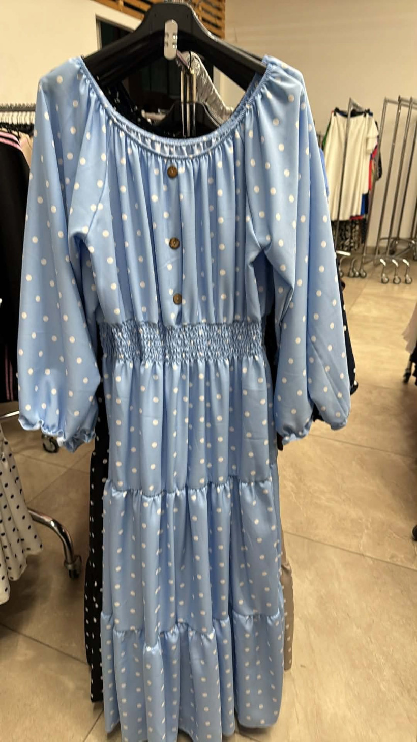 Italia nr.9 - Sukienka wzorzysta, hiszpanka - 5629 - niebieska 