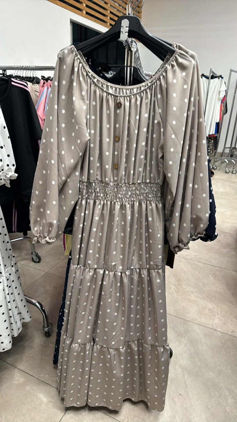 Italia nr.9 - Sukienka wzorzysta, hiszpanka - 5629 - beż 