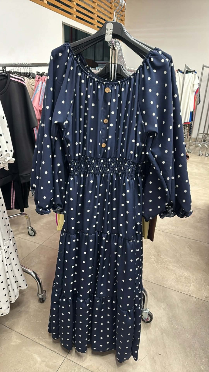 Italia nr.9 - Sukienka wzorzysta, hiszpanka - 5629 - granat