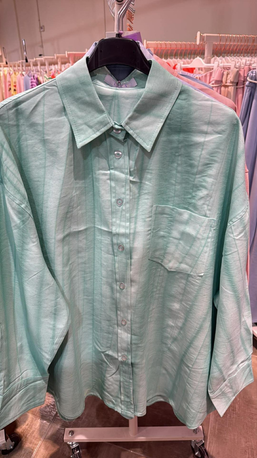 Italia nr.9 - Koszula jednokolorowa cieniowana w paski - mięta