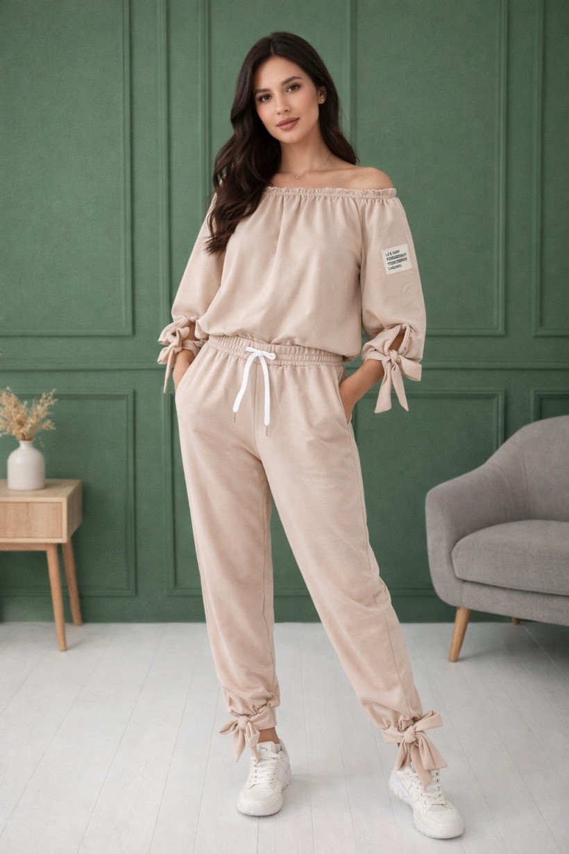 Komplet masełko kokarda beżowy