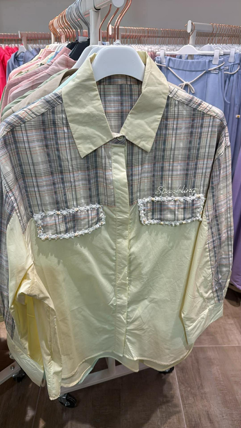 Italia nr.9 - Koszula dwukolorowa - ozdoby na kieszeni - żółty