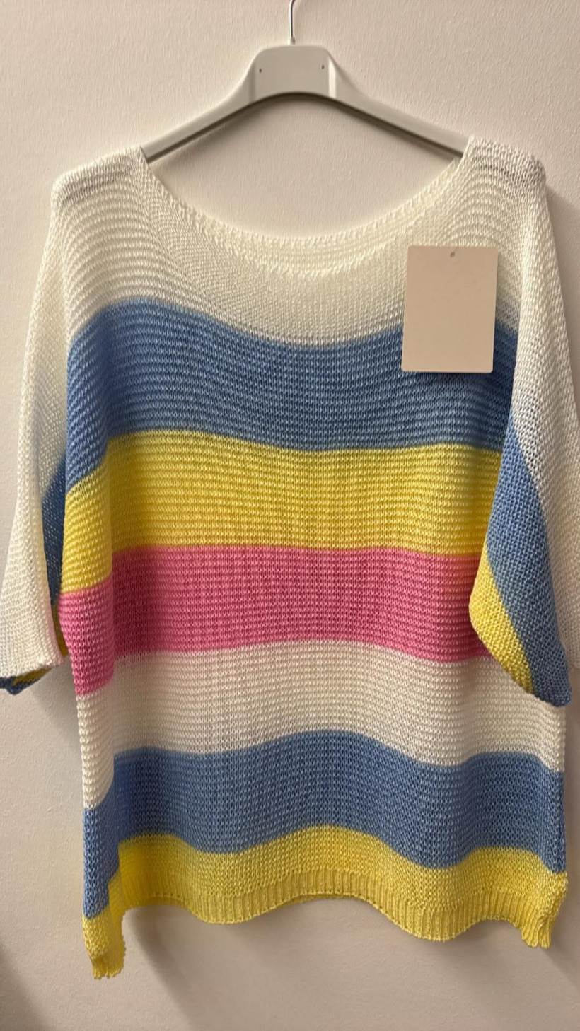 Italia nr.9 - Sweter niciakowy w pasy - 9530 - biały