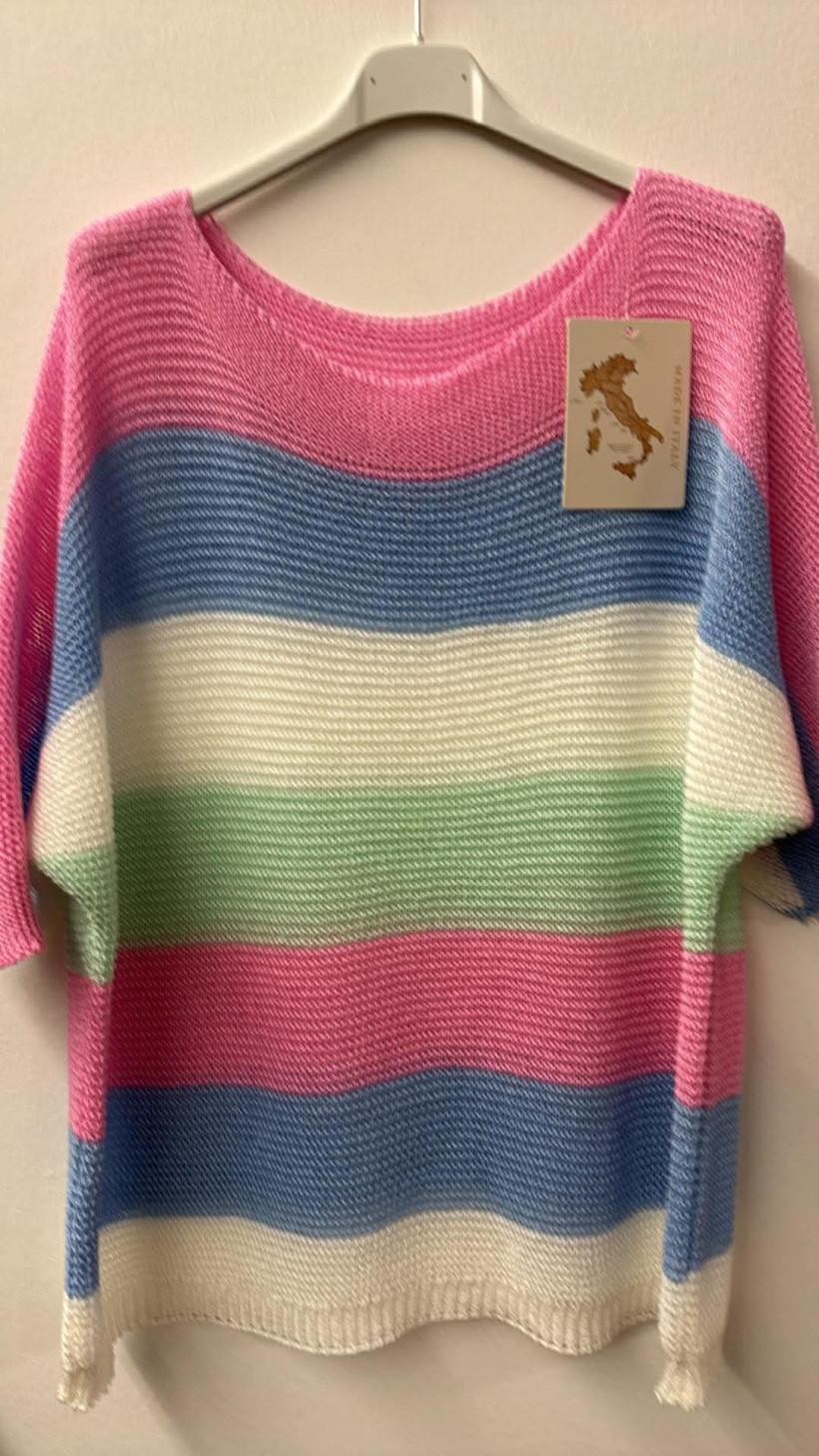 Italia nr.9 - Sweter niciakowy w pasy - 9530 - różowy