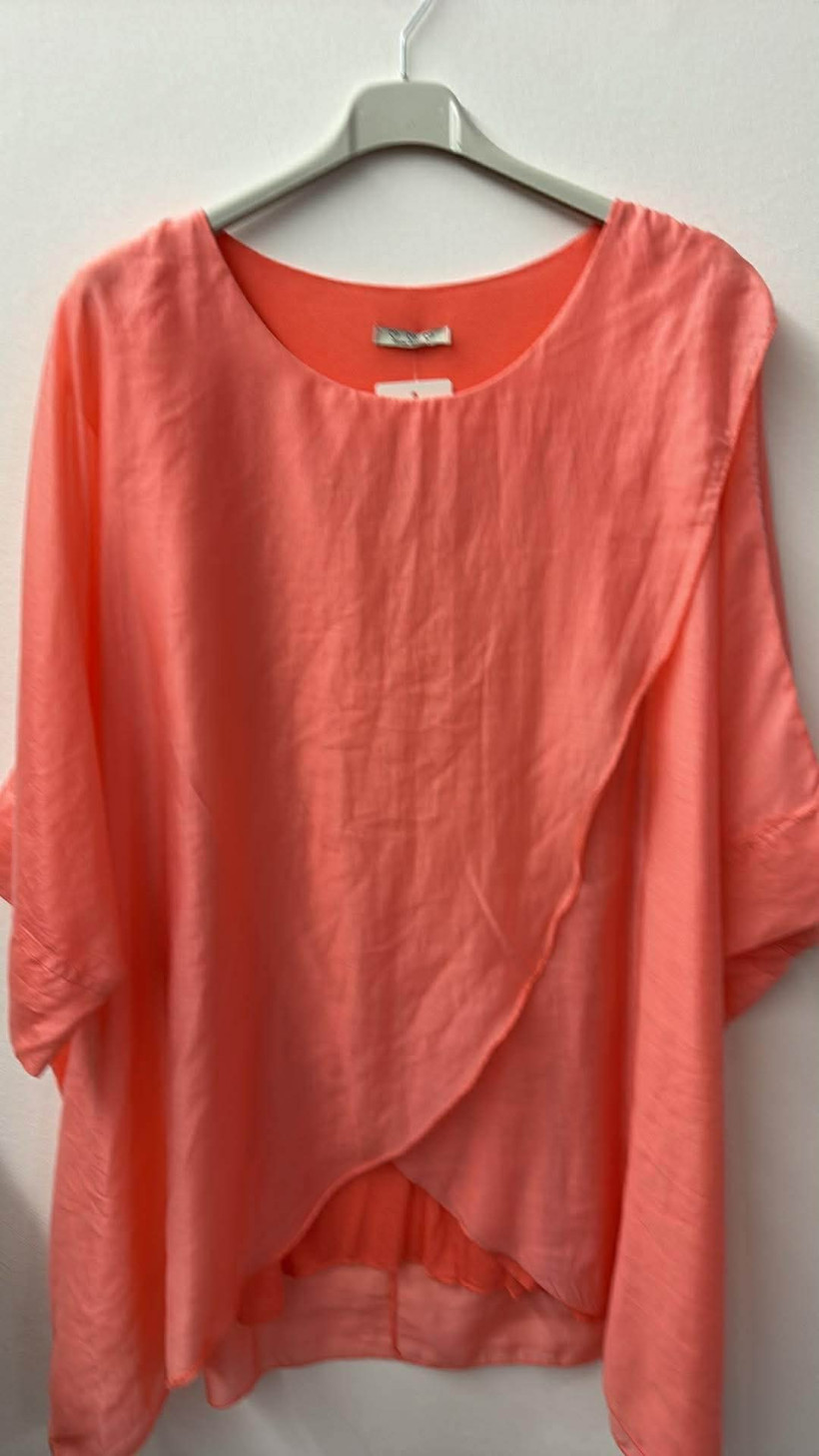 Italia nr.9 - Tunika jednokolorowa zakładana z podszewką - 07953 - pomarańczowy koral