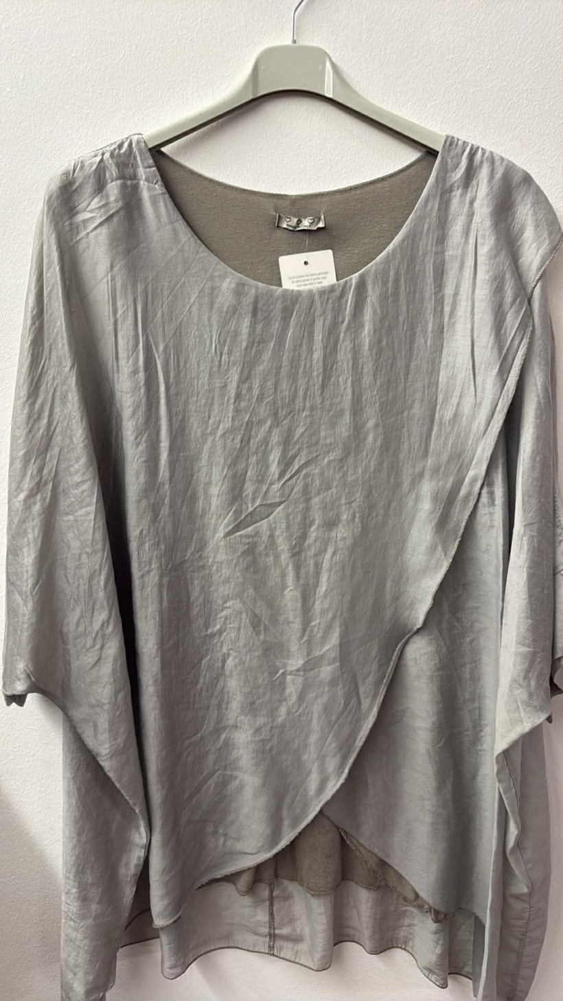 Italia nr.9 - Tunika jednokolorowa zakładana z podszewką - 07953 - popielate fango