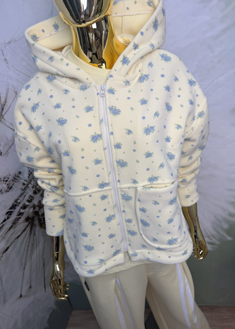Bluza polarowa - kurteczka w kwiatuszki XANA 