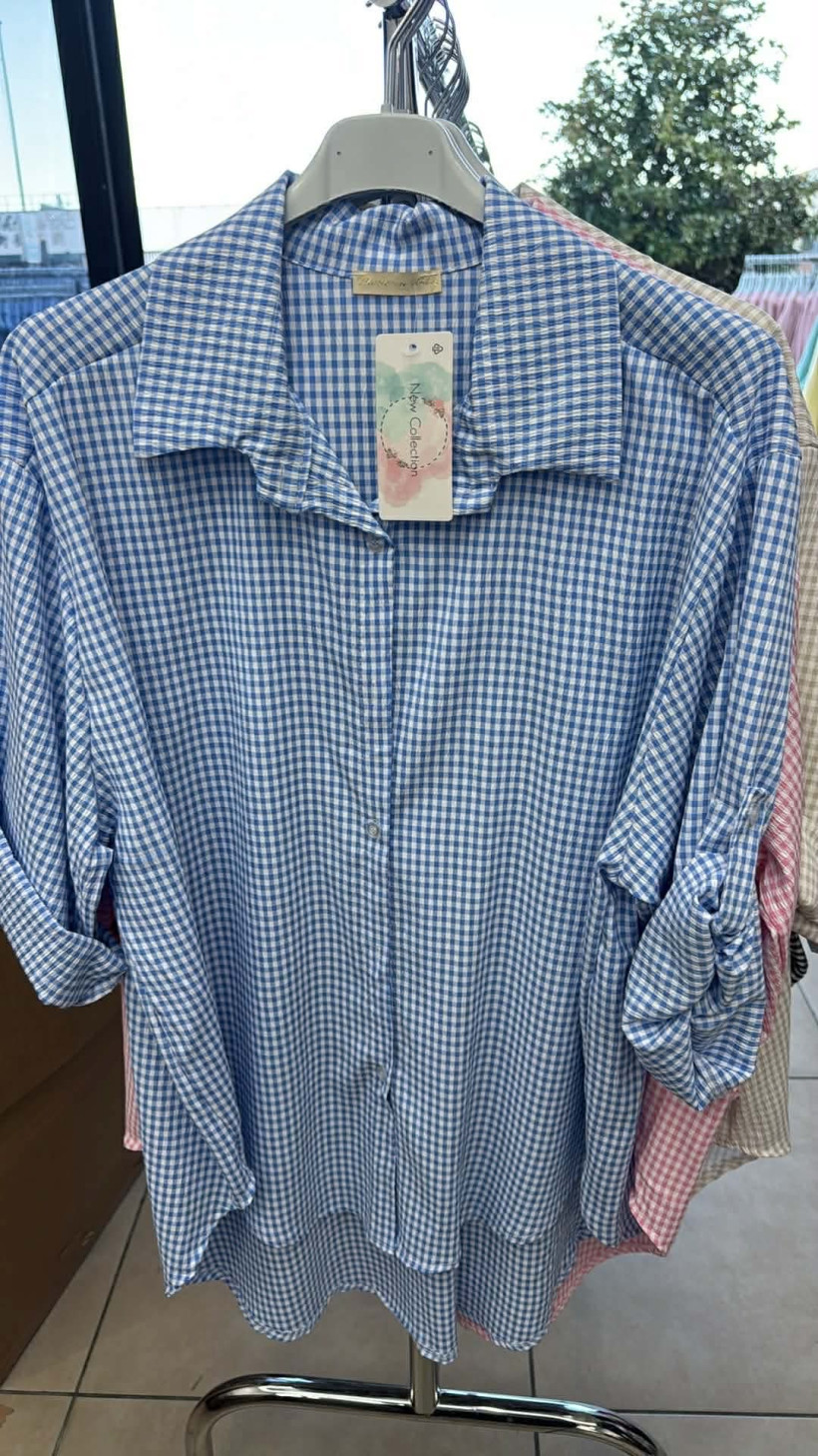 Italia nr.9 - Koszula zapinana - wzór krata - 24121 - niebieski