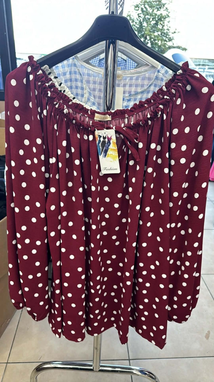 Italia nr.9 - Tunika / hiszpanka wzór kropki - 26027 - bordowy