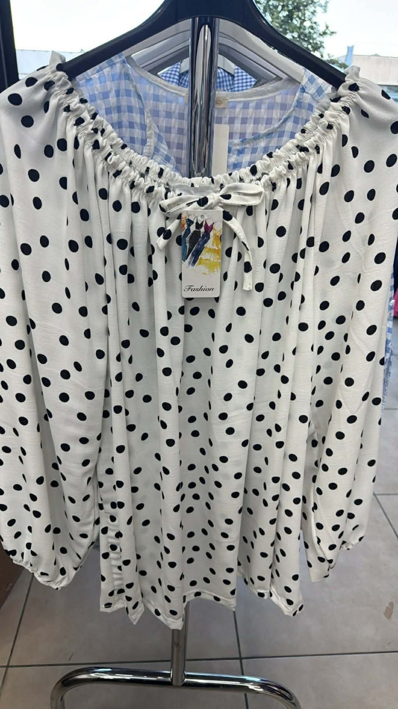 Italia nr.9 - Tunika / hiszpanka wzór kropki - 26027 - biały