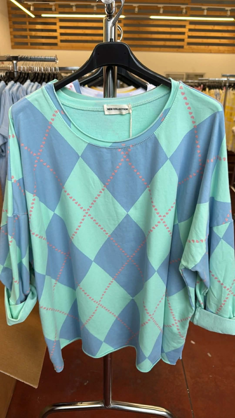 Italia nr.9 - Bluzka - wzór romby - 26222 - turkus
