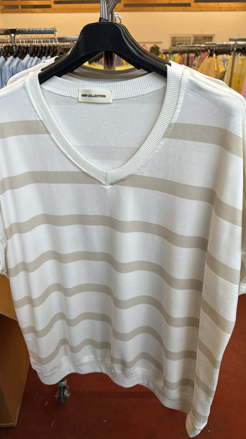 Italia nr.9 - Bluzka - wzór paski - 26211 - beżowy