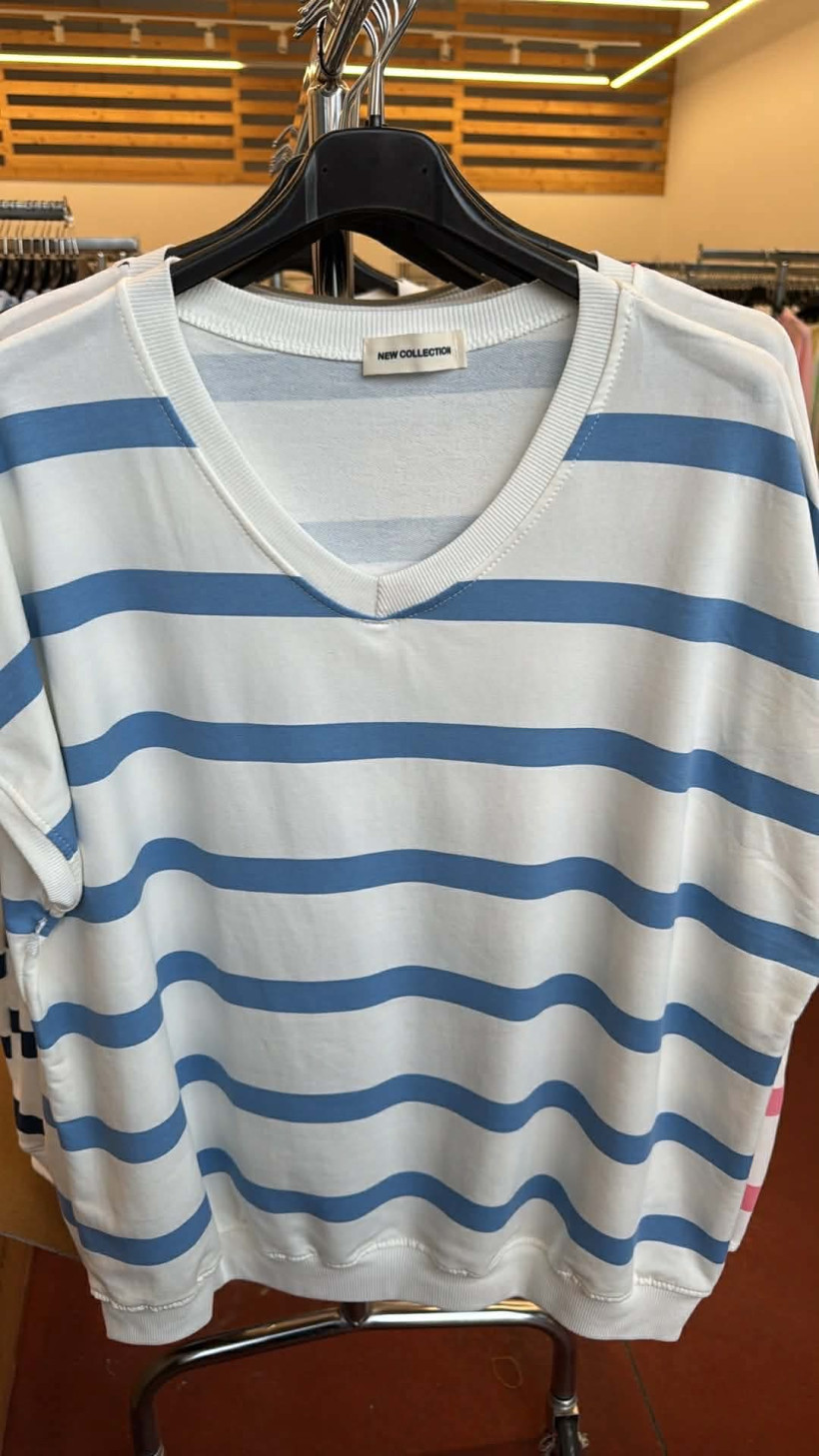 Italia nr.9 - Bluzka - wzór paski - 26211 - niebieski