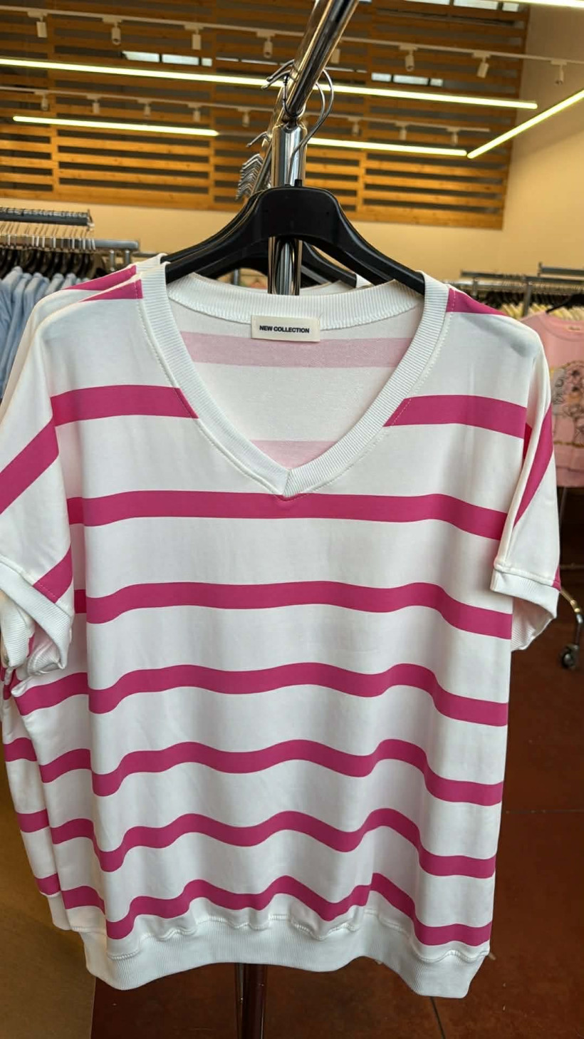 Italia nr.9 - Bluzka - wzór paski - 26211 - fuksja