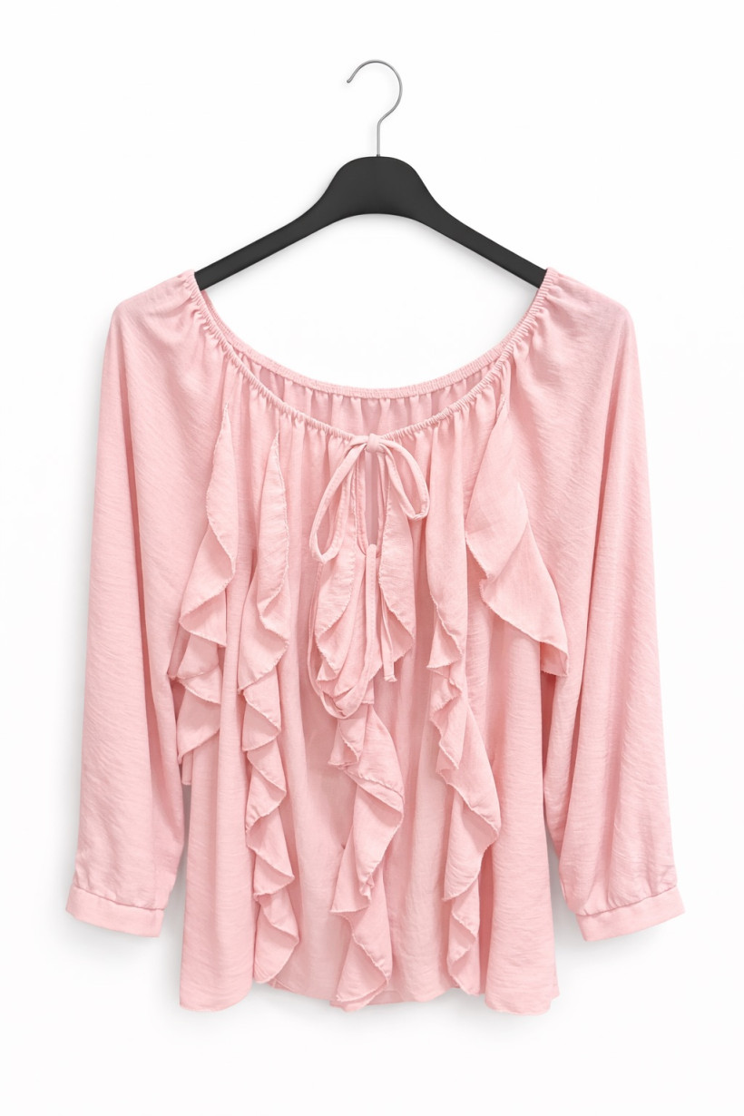 Bluzka z falbaną  różowa 