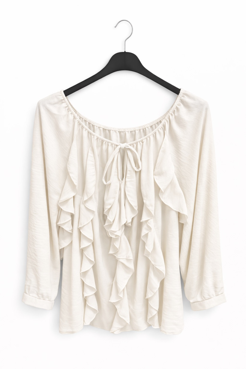 Bluzka z falbaną białą