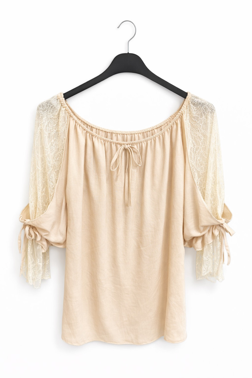 Bluzka z koronką beżowe 
