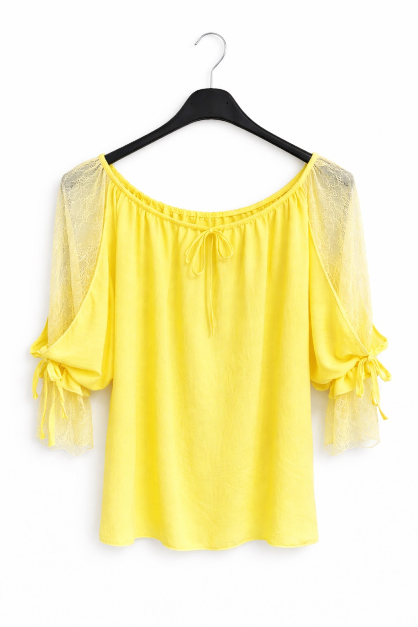 Bluzka z koronka zółta