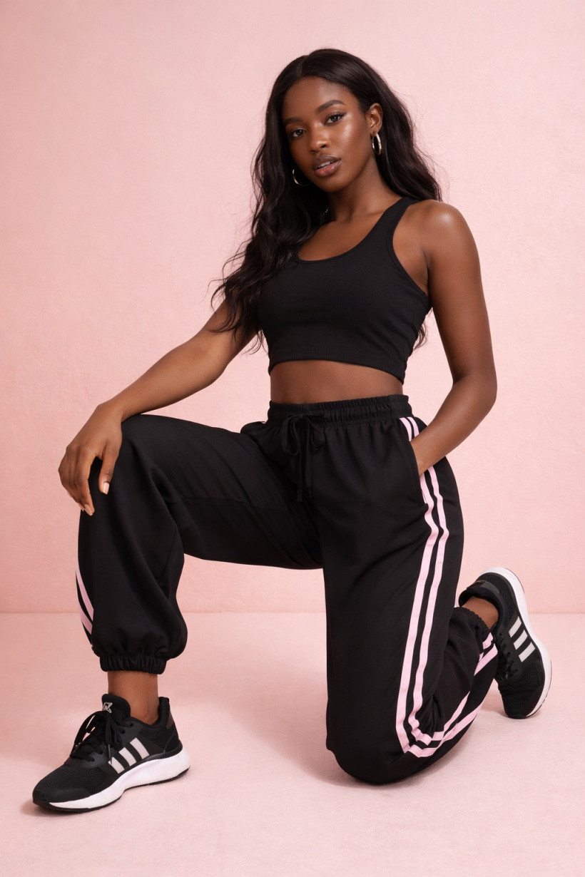 Spodnie dresowe czarne z paskami