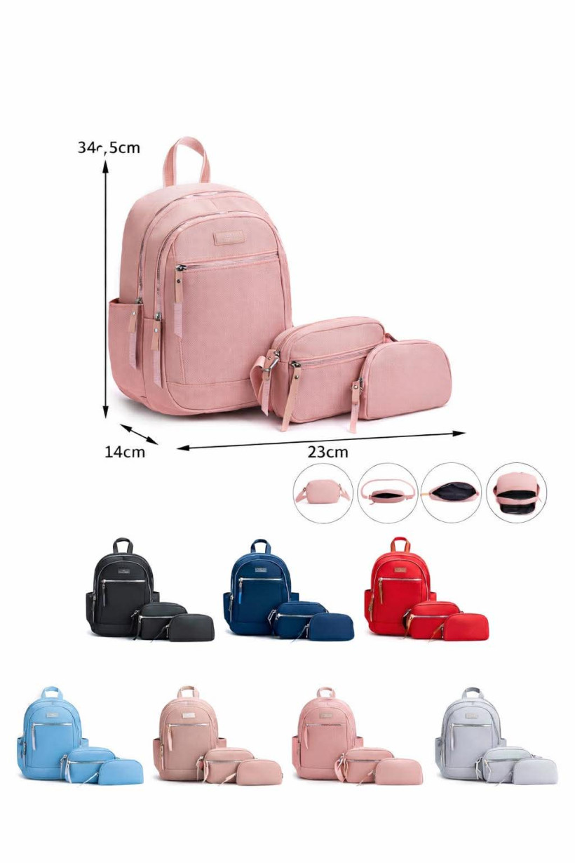 Zestaw 3-częsci plecak-torebka-kosmetyczka