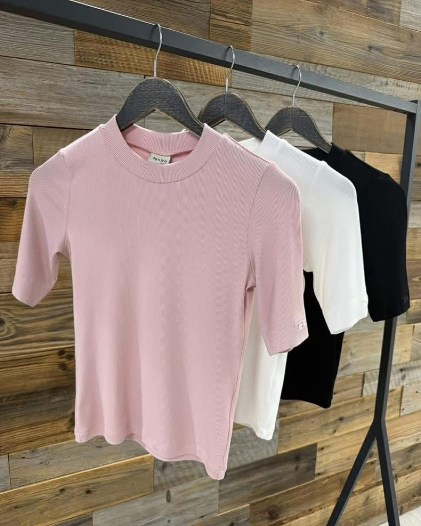 By o la la..! basic prążek z krótkim rekawem