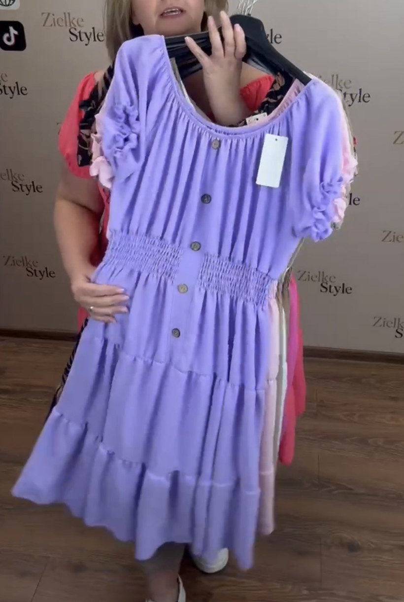 Italia nr 8 - Sukienka jednokolorowa, falbanka - 5226 - lila