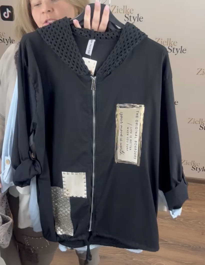 Italia nr.9 - Bluza na zamek z kapturem - naszywki - 26783 - czarny