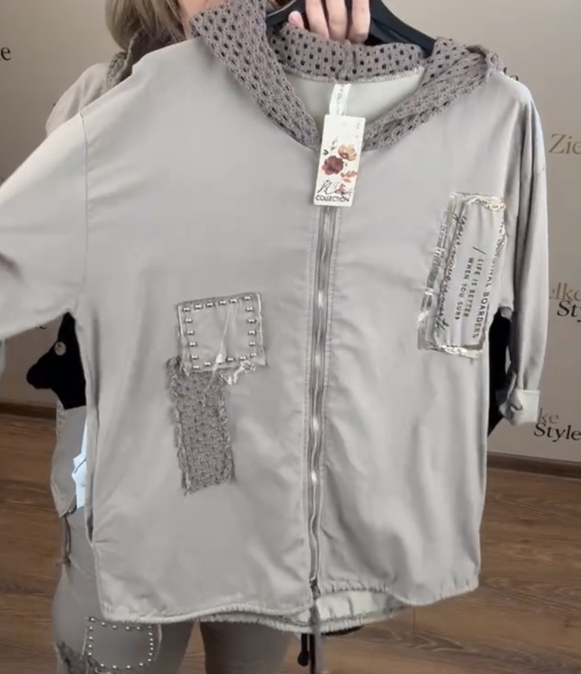 Italia nr.9 - Bluza na zamek z kapturem - naszywki - 26783 - fango