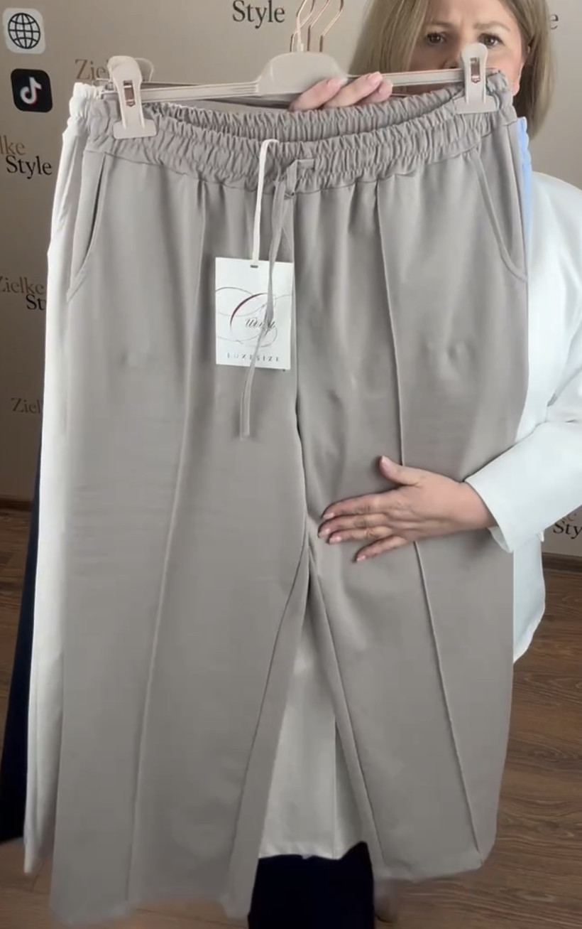 Italia nr 9 -  Spodnie jednokolorowe z przeszytym kantem Wł.1087- fango 