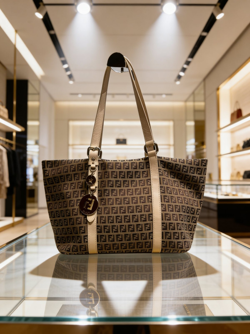 FENDI Zucchino Tote Bag Beige