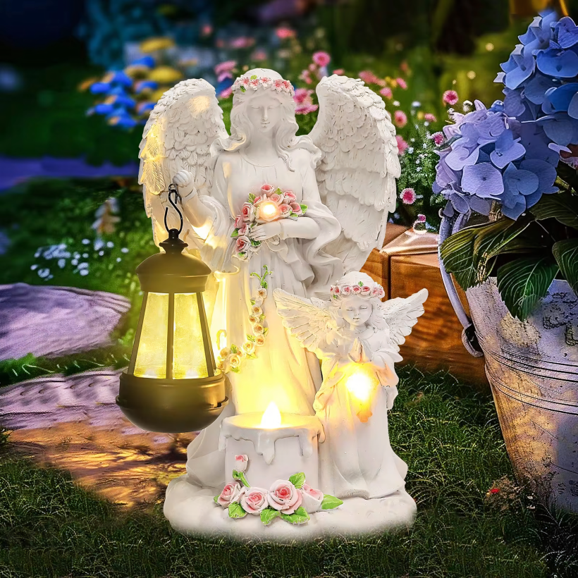 Figurka świecznik anioł  dekoracja  solarna led do ogrodu