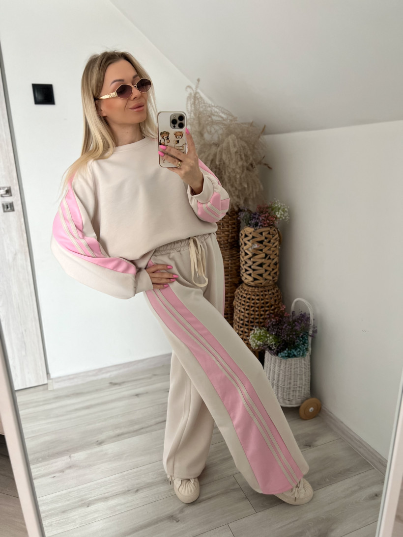 Komplet lampas beż/róż