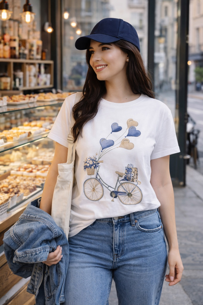 Bluzka z rowerem balony granatowe