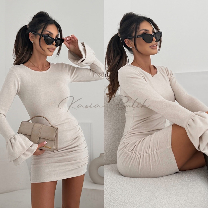 Sukienka Sweterkowa Loe Beż Melanż