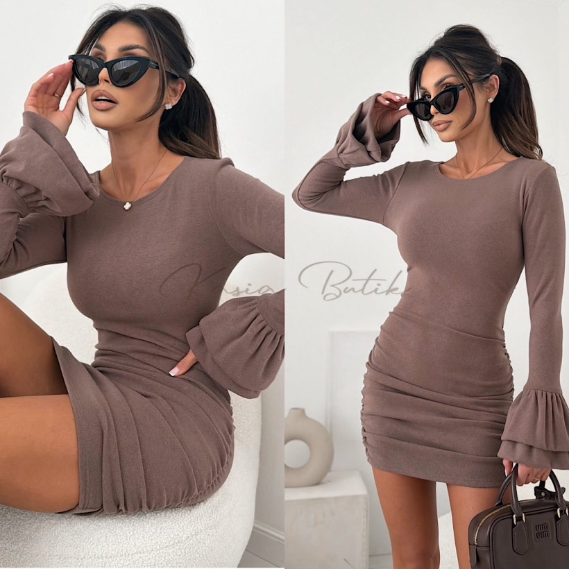 Sukienka Sweterkowa Loe Mleczna Czekolada