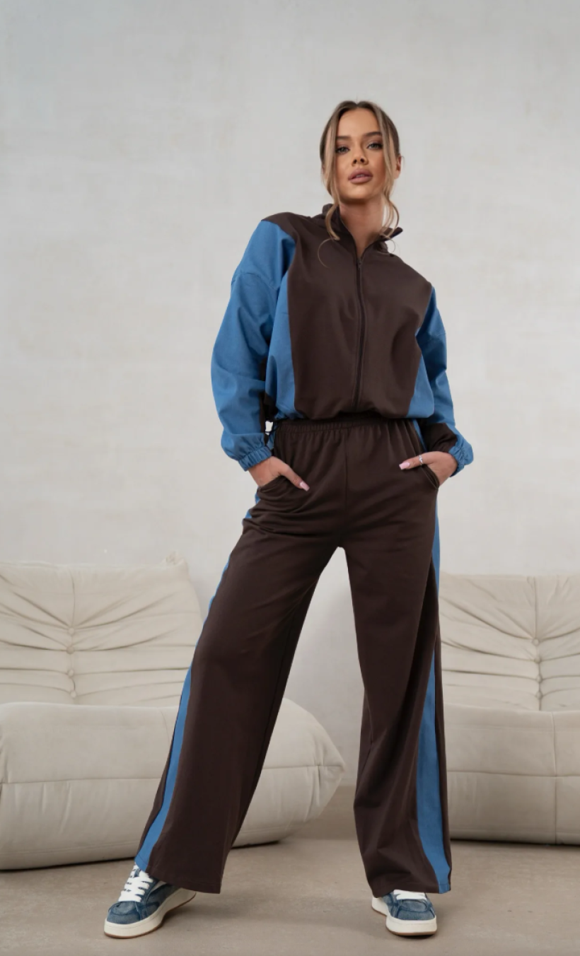 Komplet dwuczęściowy MOON 821151 jeansowe wstawki