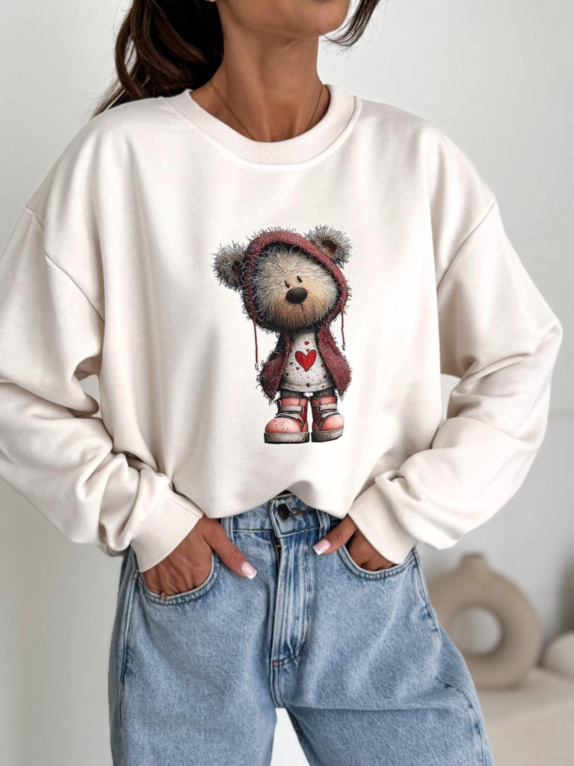 Bluza bawełniana Bocca BC28 miś z serduszkami 